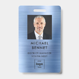 Badge Carte d'identité professionnelle moderne bleue ave