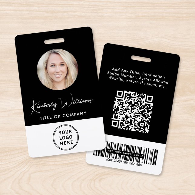 Badge Carte d'identité professionnelle noire avec code Q (Créateur téléchargé)