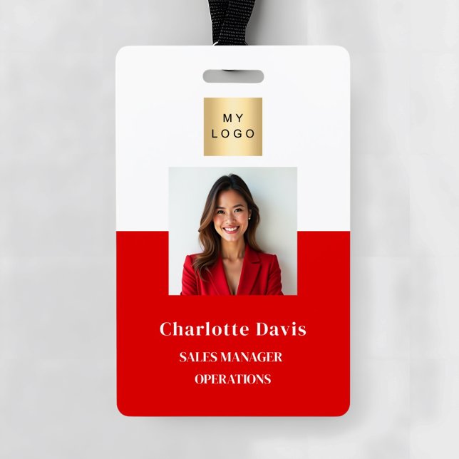 Badge carte d'identité professionnelle rouge de l'employ (Créateur téléchargé)