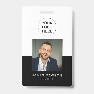 Badge Carte d'identité QR minimale en noir et blanc pour
