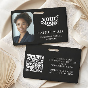Badge Carte d'identité QR noire moderne et minimaliste p