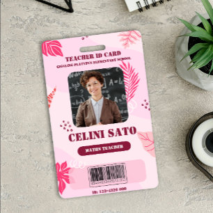 Badge Carte d'identité scolaire à domicile de style flor