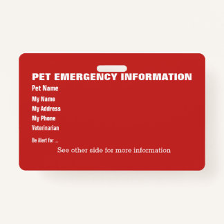 Badge Carte d'information d'urgence pour animaux v5