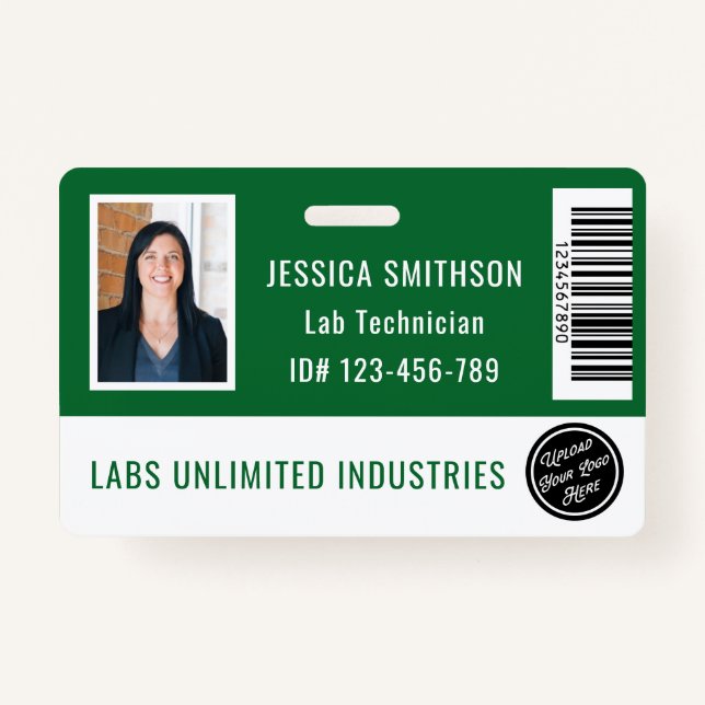Badge Carte photo de l'école ou de l'entreprise - Vert f (Devant)
