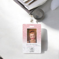 Carte photo de l'employé du logo en marbre rose ch