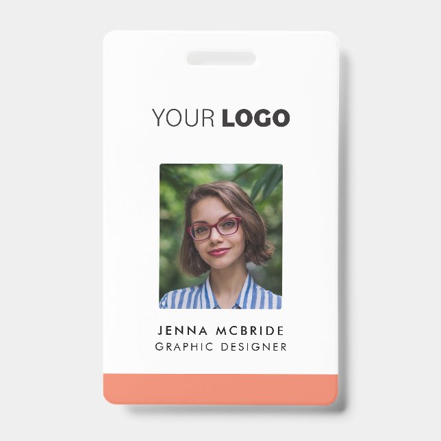 Badge Carte photo Employé Personnalisé, Logo, Code-Barre (Avant)
