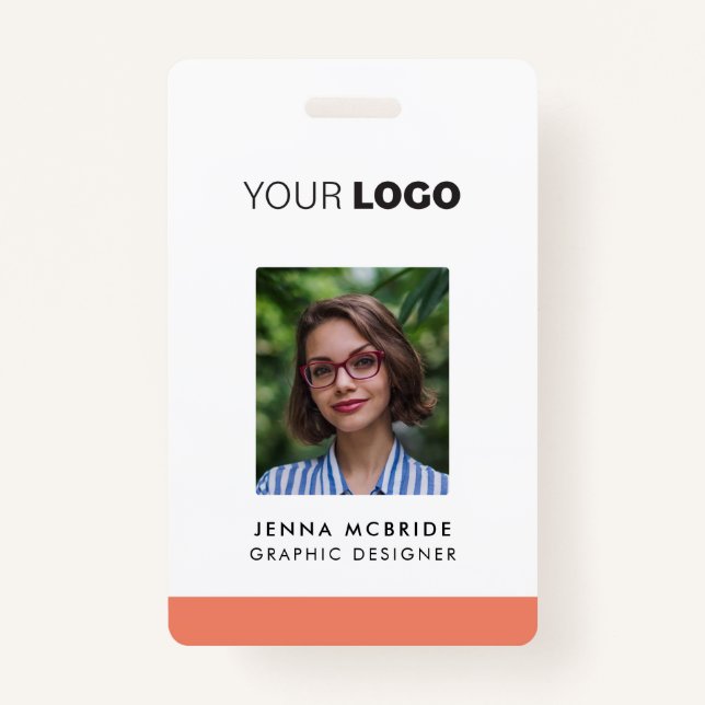 Badge Carte photo Employé Personnalisé, Logo, Code-Barre (Devant)