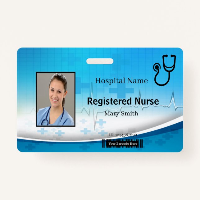 Badge Carte photo Stethoscope Cross Médicale (Devant)