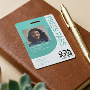 Badge Carte photo turquoise Blue Modern & Minimal Press