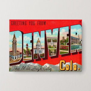 Badge Carte postale Retro Denver Colorado