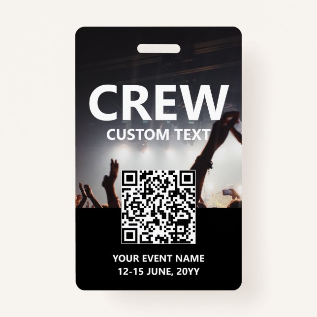Badge Carte Qr Code Crew Access Pass Insigne d'événement (Devant)