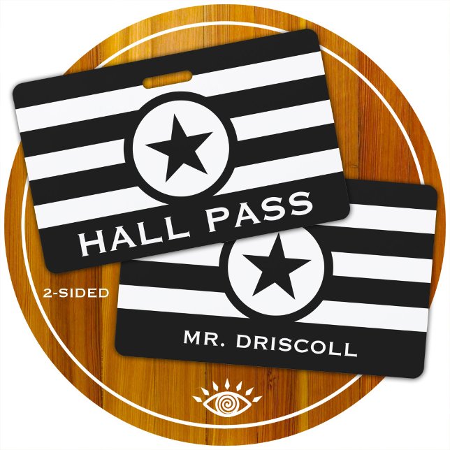 Badge Carte Striped Chic Star Hall pour enseignants (Créateur téléchargé)
