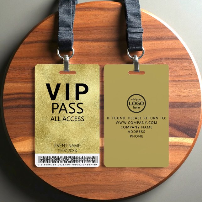 Badge Carte VIP All Access, événement Code-barres Logo G (Créateur téléchargé)