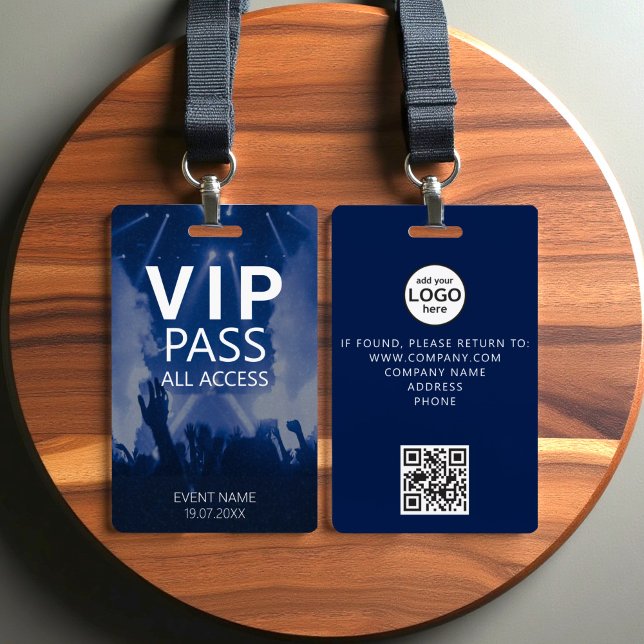Badge Carte VIP All Access QR Code, événement Bleu (Créateur téléchargé)