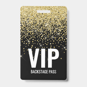Badge Carte VIP Black Gold Parties scintillant avec code