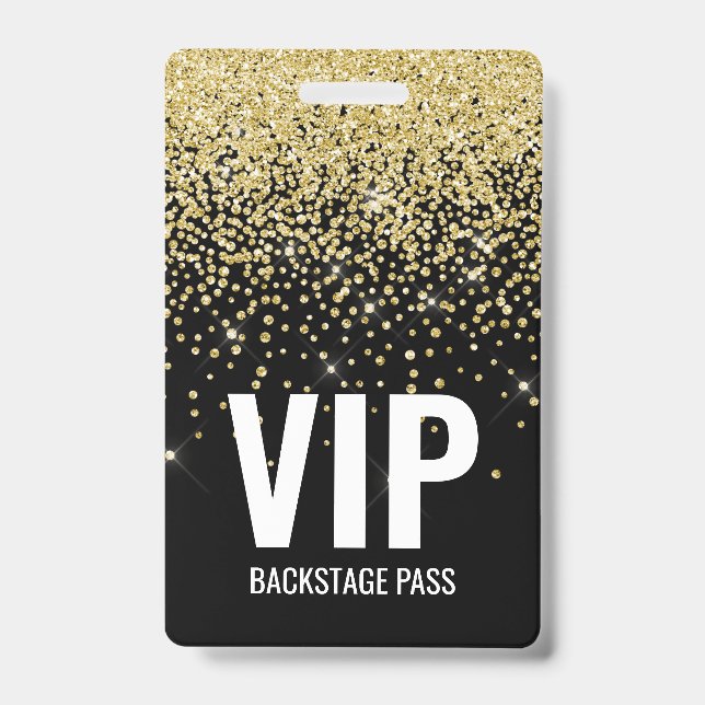 Badge Carte VIP Black Gold Parties scintillant avec code (Avant)