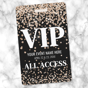 Badge Carte VIP de l'événement Black Gold Glitter