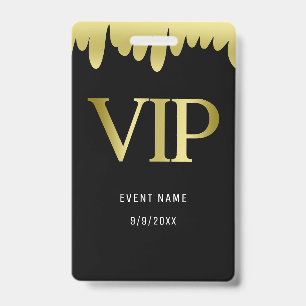 Badge Carte VIP Or Noir Moderne
