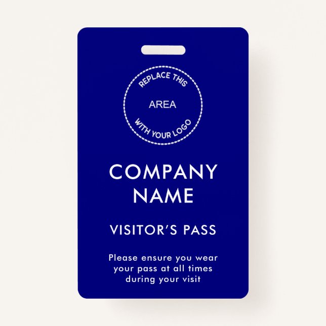 Badge Carte Visiteur Nom de l'entreprise Logo Bleu (Devant)