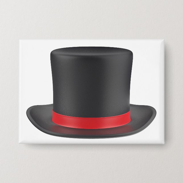 Badge Chapeau de dessus noir avec ruban rouge (Recto)