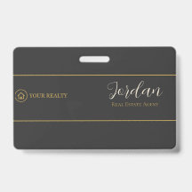 Charcoal Gold Agent Immobilier Logo Carte d'identi