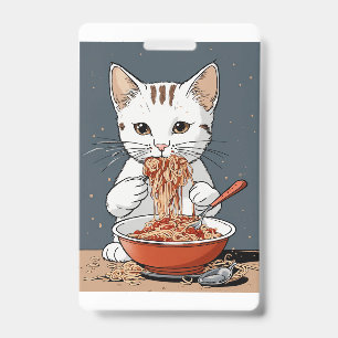 Badge Chat blanc drôle