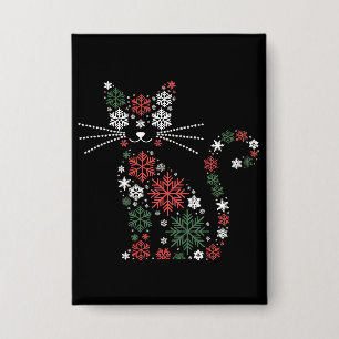 Badge Chat de Noël a créé des flocons de neige Drôles de