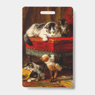 Badge Chat et chatons Jouer avec chaise