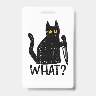 Badge Chat Noir Quel Couteau Meurtre Drôle Halloween Ani