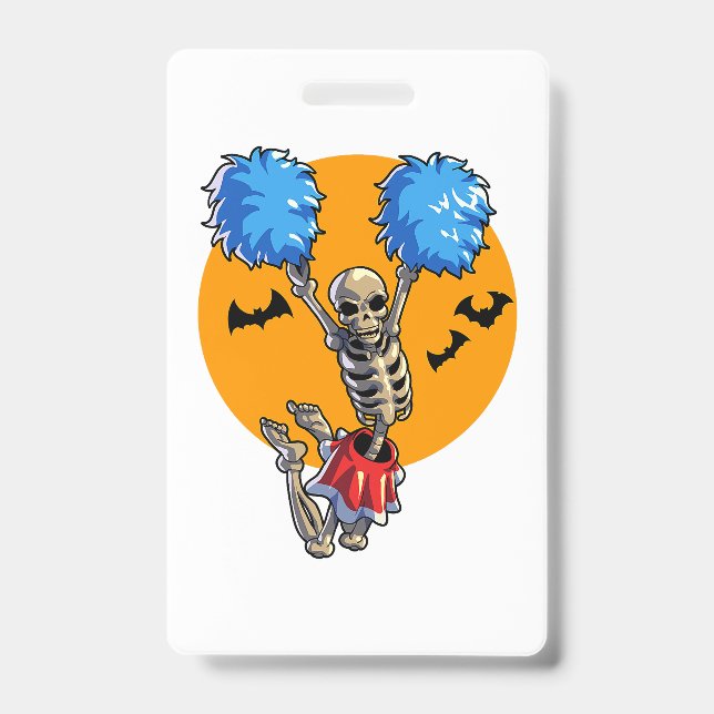 Badge Cheerled Skeleton Halloween Cheer Maman Filles Wo (Front)