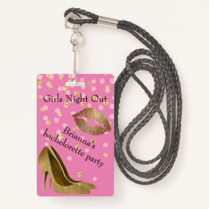 Badge Chic Golden Stilettos Pink Bachelorette Party   