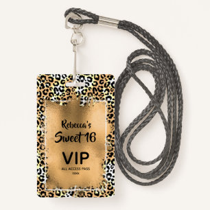 Badge Chic Leopard Sweet 16e Anniversaire Invitation VIP
