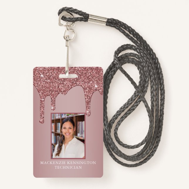 Badge Chic Rose Gold Driving Parties scintillant étincel (Devant avec lanière)