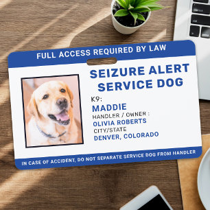 Badge Chien d'Alerte de Crise de Photo Bleue Personnalis