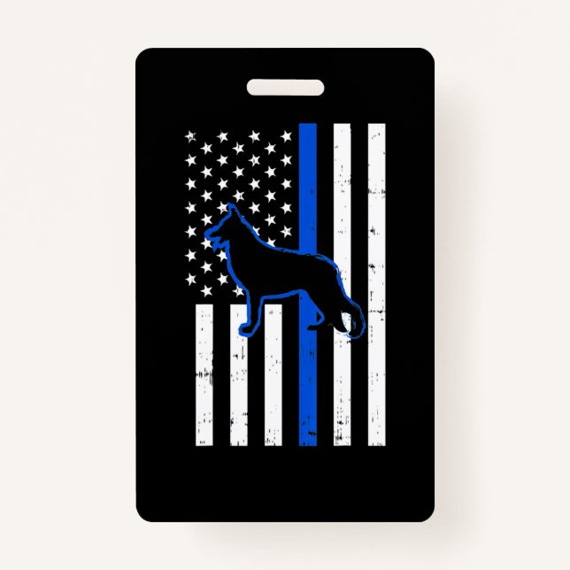 Badge Chien de police berger allemand K9 Patriotique (Devant)