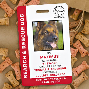 Badge Chien de recherche et de sauvetage ID Logo personn