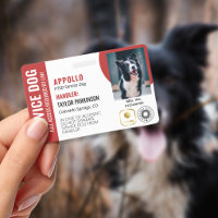 Chien de Service Rouge Blanc 2 Logos & Photo ID