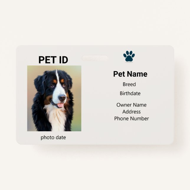Badge Chien perdu | Informations sur la balise ID animal (Devant)