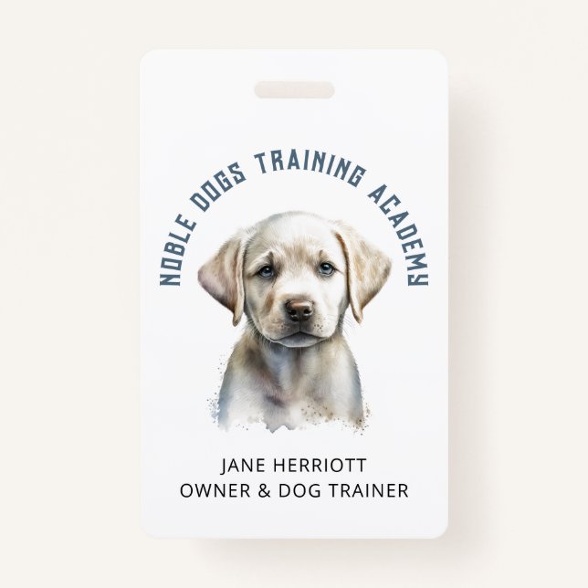 Badge Chien Trainer Puppy Photo QR Code (Devant)