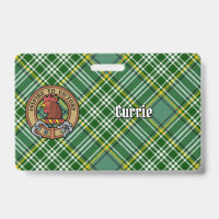 Cimier de coq du clan Currie sur tartan