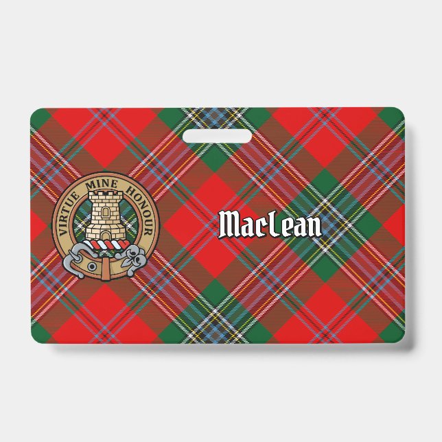 Badge Cimier du clan MacLean sur tartan (Avant)