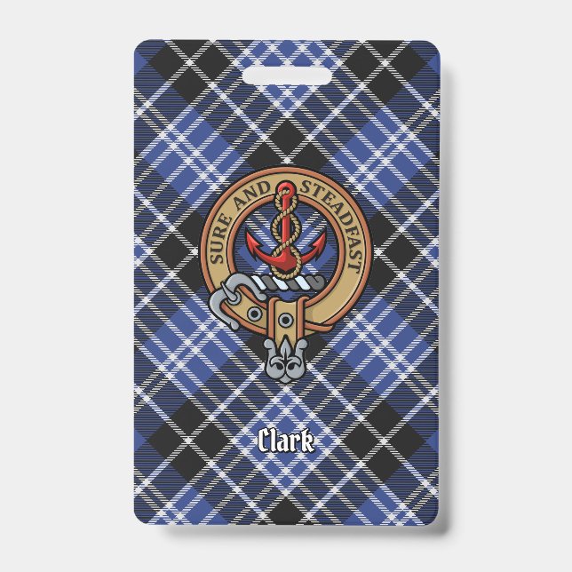 Badge Clan Clark Crest sur Tartan (Front)