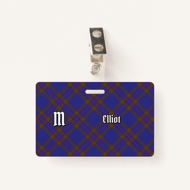 Badge Clan Elliot Insigne Tartan Moderne (Devant avec clip)