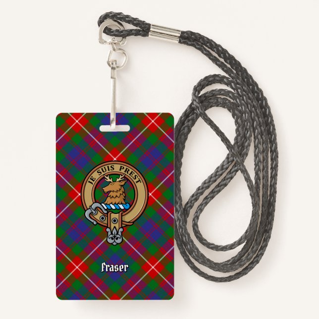 Badge Clan Fraser de Lovat Crest sur Tartan (Devant avec lanière)