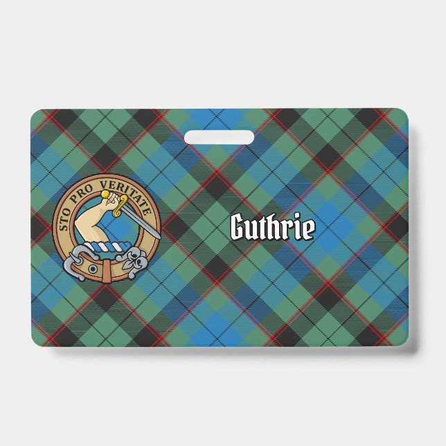 Badge Clan Guthrie Crest sur Tartan (Face)