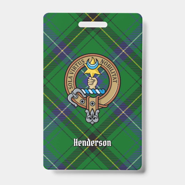 Badge Clan Henderson Crest sur Tartan (Avant)