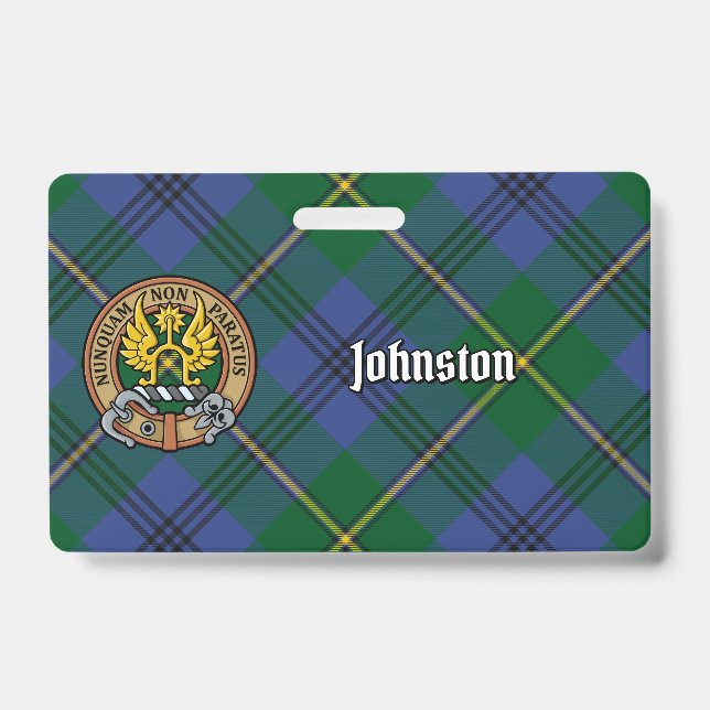 Badge Clan Johnston Crest sur Tartan (Face)