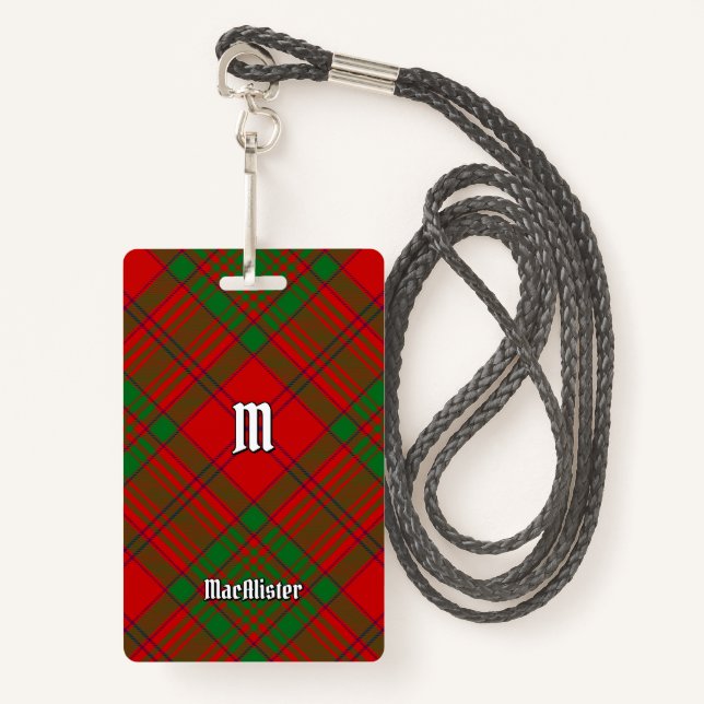 Badge Clan MacAlister de Glenbarr Tartan (Devant avec lanière)