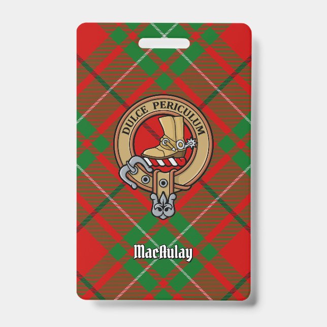 Badge Clan MacAulay Crest sur Tartan (Avant)