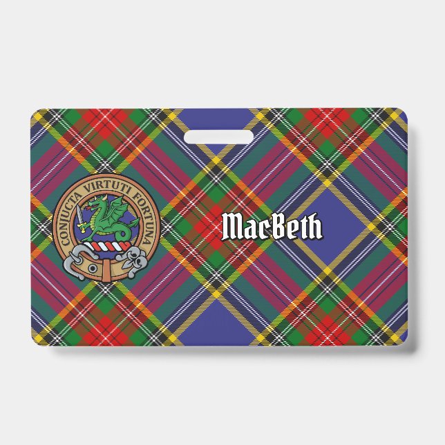 Badge Clan MacBeth Crest sur Tartan (Face)